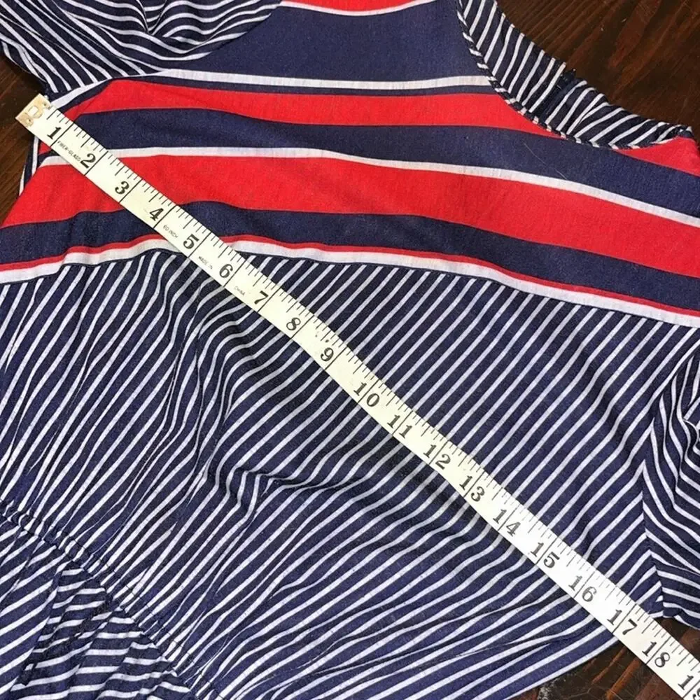 Vintage dress | dress with red white and blue stripes a - Picture 8 of 10
